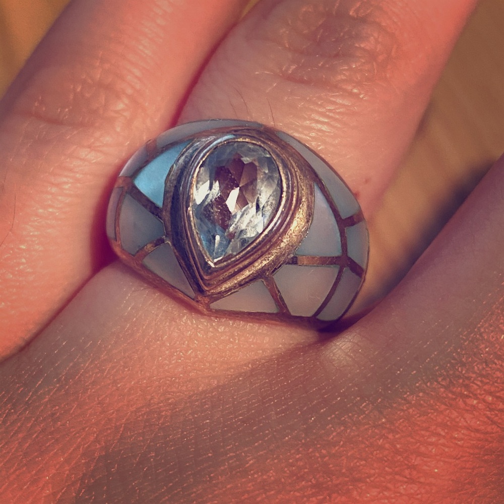 Unique ice blue ring